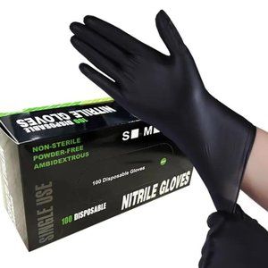 Black Nitrile Gloves, Powder Free in Sizes S, M, L - Kitchen, Beauty, mechanics.